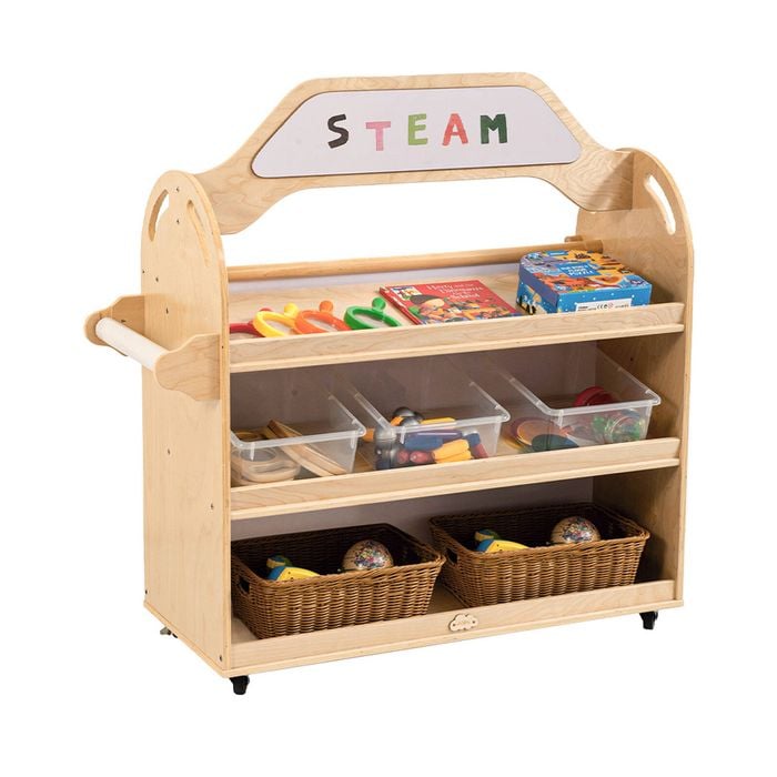Jooyes Steam Trolley 3-in-1 Mobile Shelf Cabinet With 9 Storage Boxes - 112cm | Toys Storage Cabinet | 105cm
