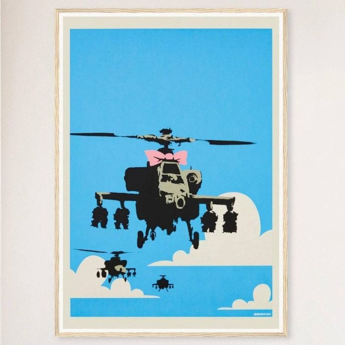 Galrie Banksy Happy Choppers Art Print - 2003 Limited Edition for Home Decor, Wood Frame, A3 30 x 42cm (12 x 16inch)