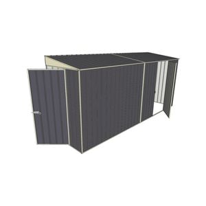 Build-A-Shed 1.2 x 4.5 x 2.0m Tunnel Shed Tunnel Hinged Door with 1 Hinged Side Door - Grey
