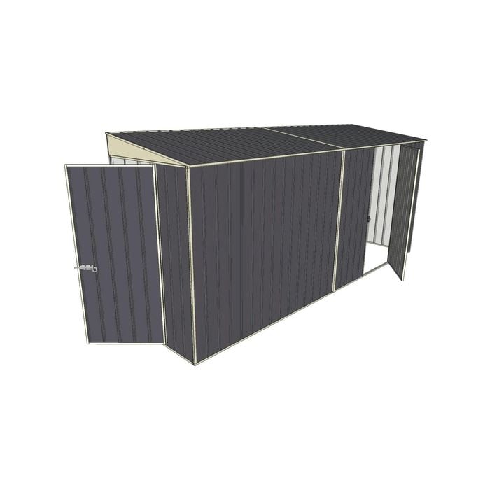 Build-A-Shed 1.2 x 4.5 x 2.0m Tunnel Shed Tunnel Hinged Door with 1 Hinged Side Door - Grey