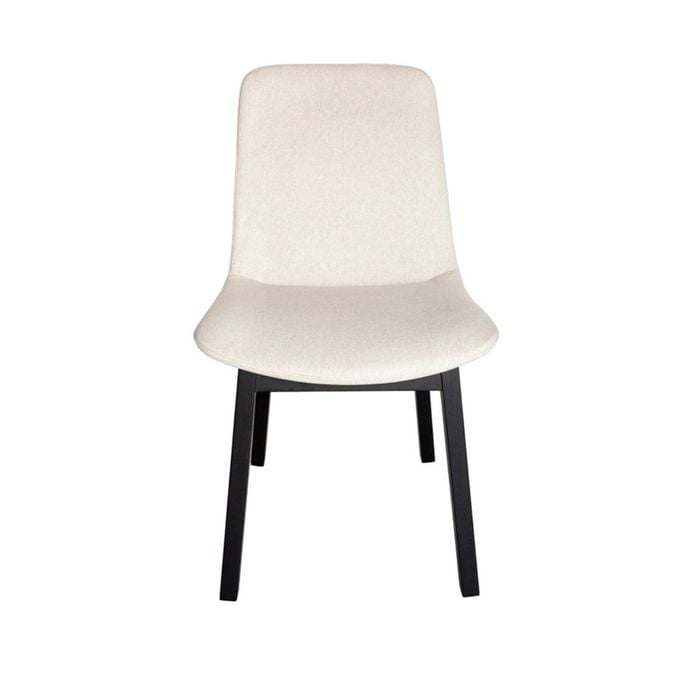 Sk designer living | cozy upholstered dining chair | black legs - ivory fabric