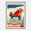 Galrie 1er Grand Prix de Marseille 1946 - Vintage Racing Poster Art by André Bermond, Black Frame, A4 21 x 30cm (8 x 12inch)