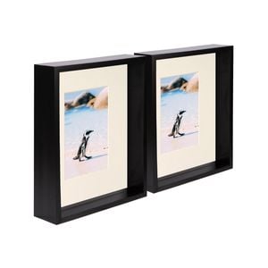 Nicola Spring 8" x 10" Black 3D Deep Box Photo Frames - 4" x 6" Mount - Pack of 2