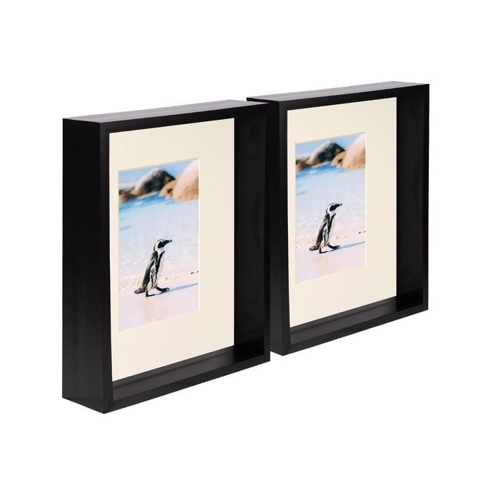 Nicola Spring 8" x 10" Black 3D Deep Box Photo Frames - 4" x 6" Mount - Pack of 2