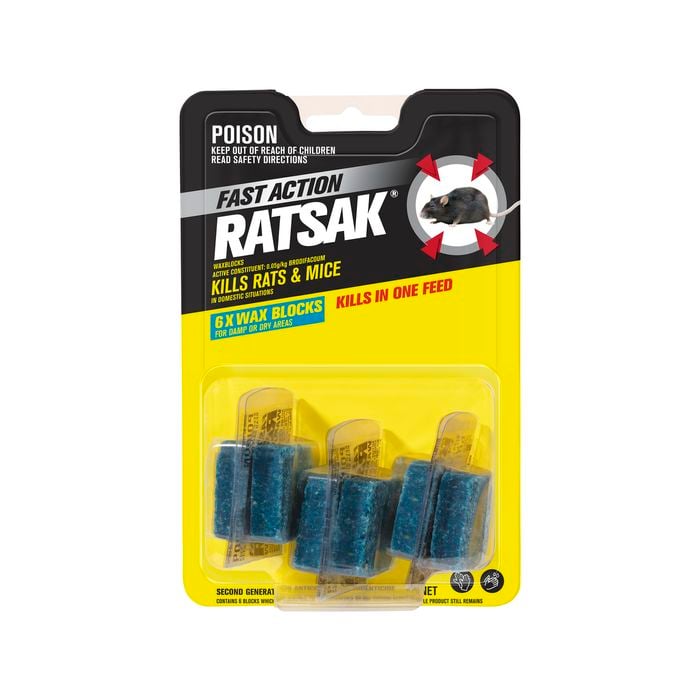 RATSAK Fast Action Wax Blocks - 6 Pack - Bunnings Australia