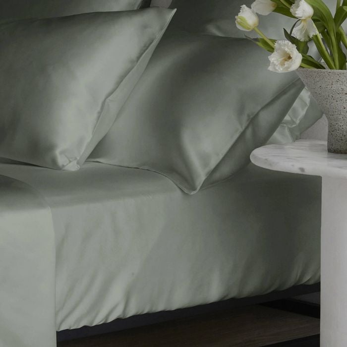 Bedding Co. Fitted Sheet 100% Mulberry Silk 20 Momme Sage Green Double