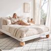 Artiss Queen Bed Frame with Adjustable Shell Headboard and PVC Upholstery