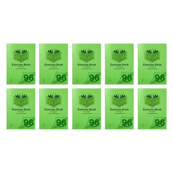 10x Spirax P108 Protective Pp Cover Exercise Book A4 96 Pages 8mm Ruled Green