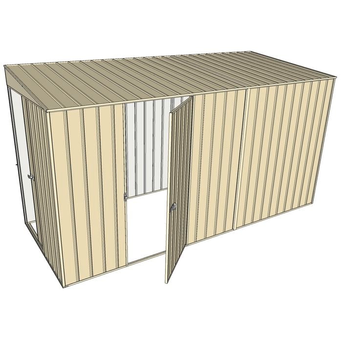 Build-a-Shed 1.5 x 3.7 x 2m Sliding Door Tunnel Shed with Hinged Side Door - Cream