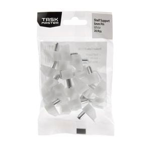 Taskmaster 5mm White Plastic Shelf Support - 20 Pack