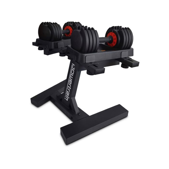 Powertrain GEN2 Pro Adjustable Dumbbell Set - 2 x 25kg (50kg) Home Gym Weights with Stand