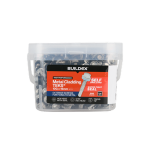 Buildex 10G x 16mm Class 4 Metal Cladding TEKS® Screws with Seal - 500 Pack
