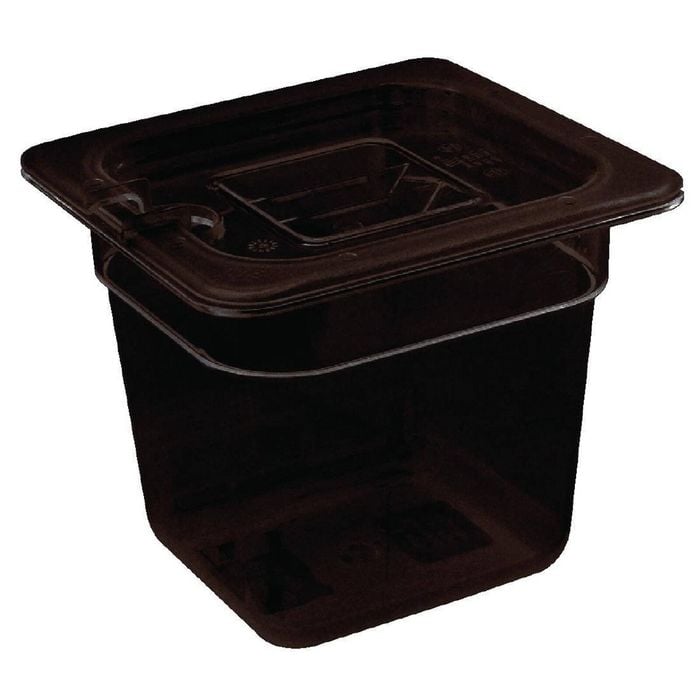 Vogue Food Pan Gn 1/6 Polycarbonate Black 65mm Commercial Kitchen Gastronorm Container