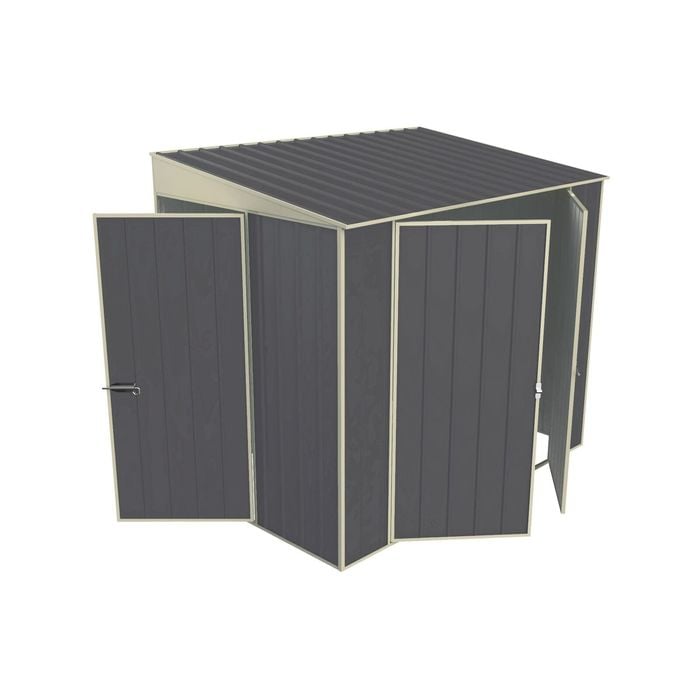 Build-a-Shed 1.5 x 2.3 x 2.0m Tunnel Shed Tunnel Hinged Door Double Hinged Side Door - Grey