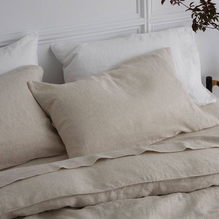 Bedding Co. 2pc Pillow Case Set 100% French Flax Linen Natural Standard