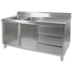 Modular Systems Kitchen Tidy Cabinet With Double Left Sinks - 1800mm W x 700mm D x 1050mm H