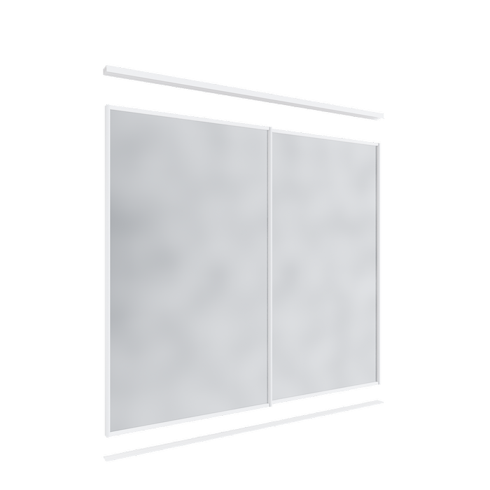 Lugna 2100 x 1801-2400mm Mirror Wardrobe Double Sliding Doors