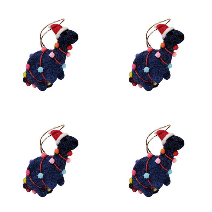 4PK Urban Dinosaur Wrapped in Lights Hanging Decoration 9cm Blue Assorted