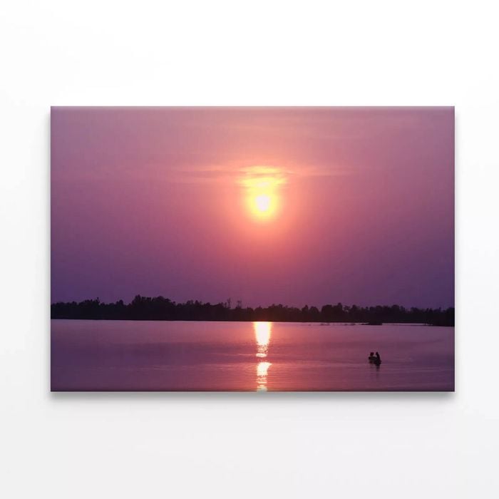 Lake Has an Orange Sky & Sunset  Print 100% Australian Made 120 x 90cm  (Stretched)