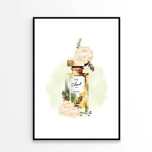 Green Gold Luxury Fashion Bottle with Flowers   Print 100% Australian Made 60 x 90cm   (Poster)