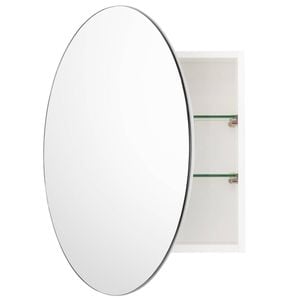 CIBO 600mm White Circle Mirror Shaving Cabinet