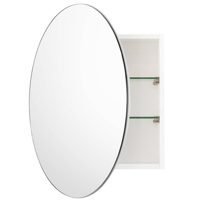 CIBO 600mm White Circle Mirror Shaving Cabinet