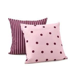 Dreamaker Pippa Polka Dot & Stripe Reversible European Pillowcase Twin Pack Pink/Plum