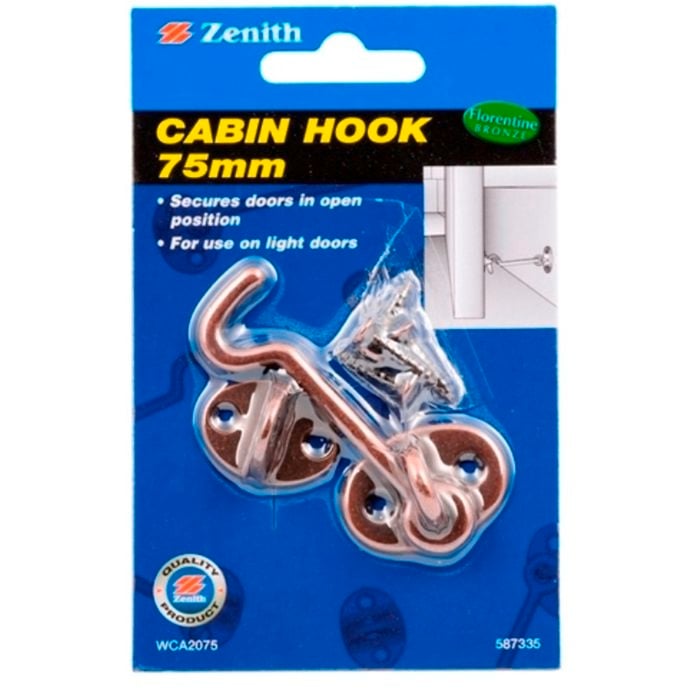 Zenith Cabin Hook 75mm Florentine Bronze