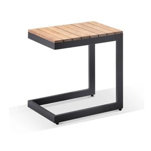 Outdoor Balmoral Aluminium And Teak Top Side Table - Black