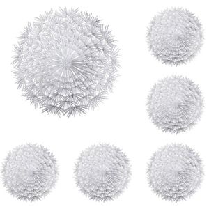 Catzon 6 Pcs Round Dandelion Pvc Placemats Hollowed-out Silver