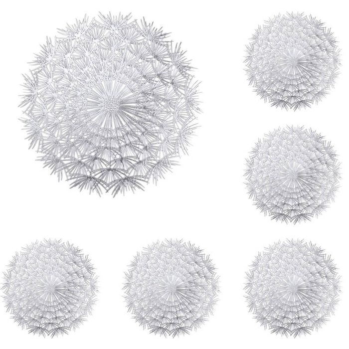 Catzon 6 Pcs Round Dandelion Pvc Placemats Hollowed-out Silver
