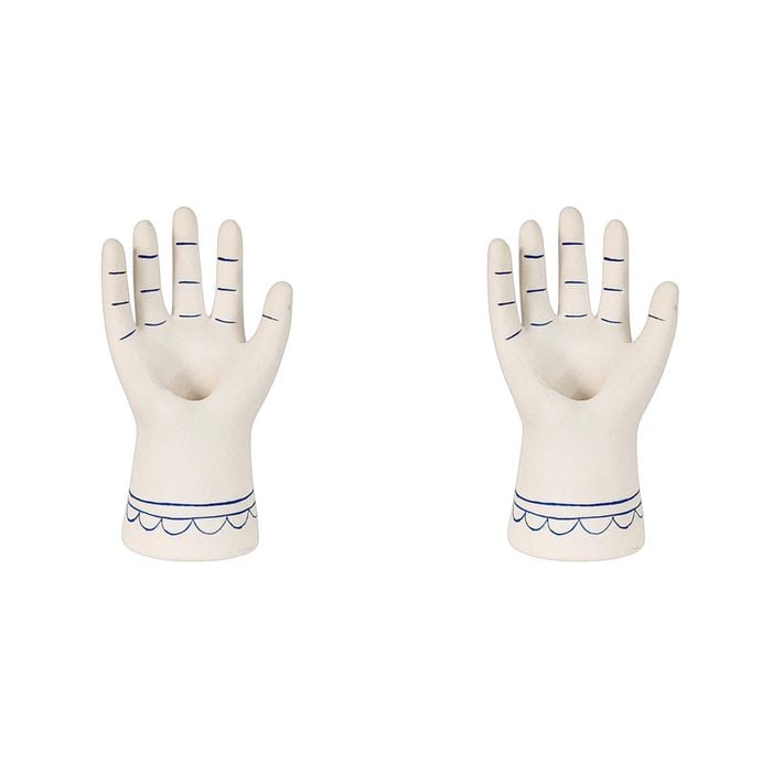 2PK Urban Products Santorini Hand Taper Candle Holder White 14cm