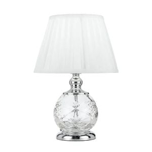 Telbix Vivian Modern Table Desk Lamp Light Glass Metal Clear Chrome White
