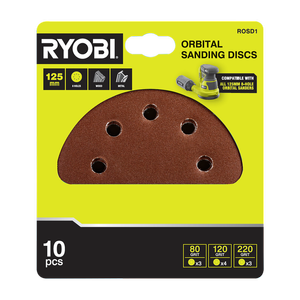 Ryobi 125mm Orbital Sanding Discs - 10 Pack
