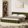 Oikiture Bed Frame Queen Green Boucle