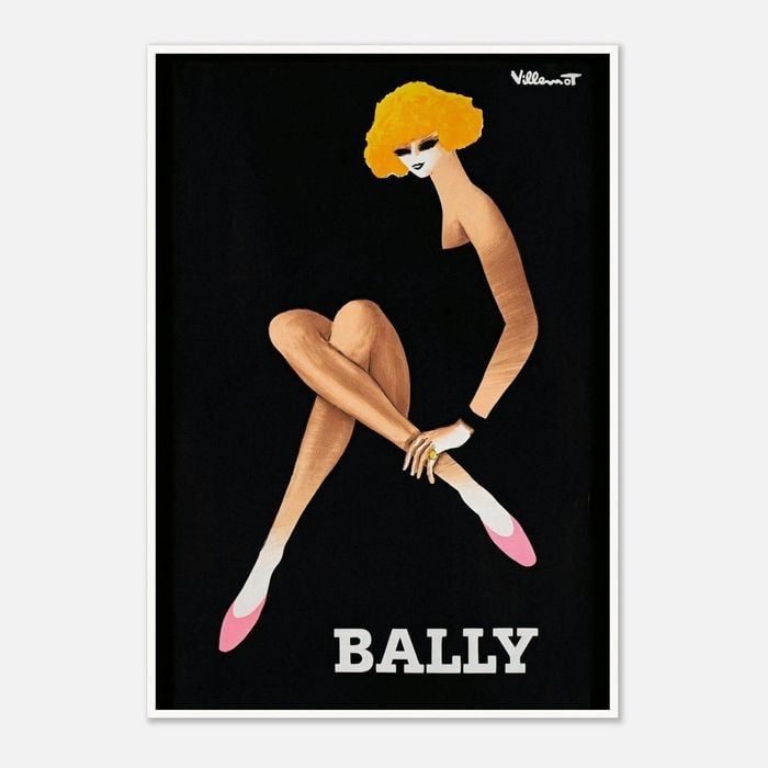 Galrie Bally Blonde Vintage Advertising Art Poster by Bernard Villemot for Home Décor, Poster Only, 50 x 70cm (20 x 28inch)
