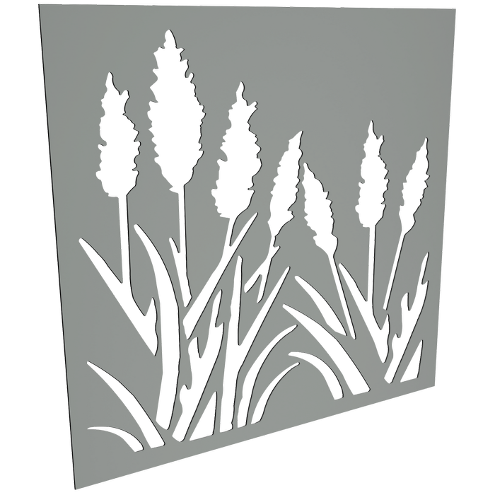 ProtectorAl 300-1200w x 300-1200h Palladium Silver Bullrush Unframed Solid Aluminium Decorative Panel