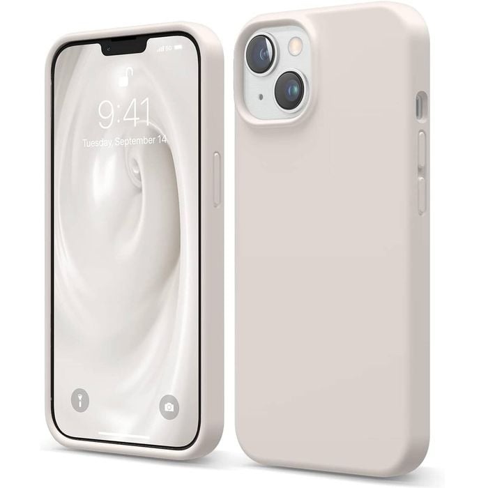 Silicone Phone Case For iPhone 13 Shockproof Microfiber Lining - Beige