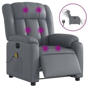 vidaXL Stand up Massage Recliner Chair Armchair Single Sofa Grey Faux Leather