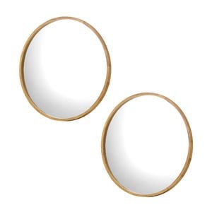 Oikiture Wall Mirrors Round 60cm Wooden Set of 2 Home Decor