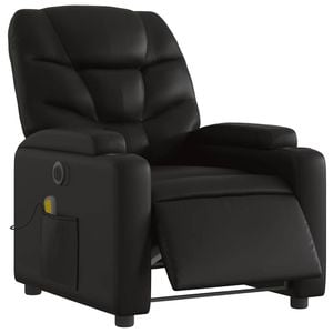 vidaXL Electric Massage Recliner Chair Armchair Single Sofa Black Faux Leather