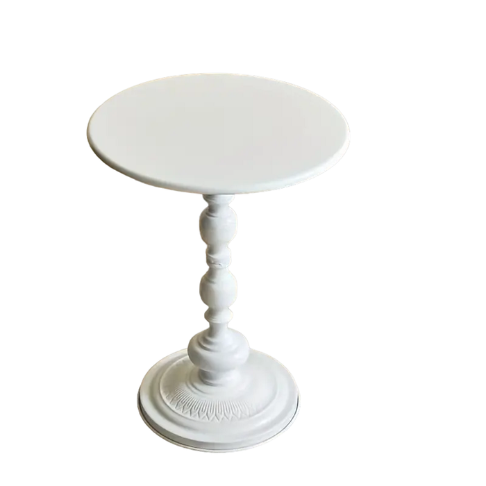 Lifebay Nordic French Retro Corner Table - Vintage White Iron Bedside Table for Balcony
