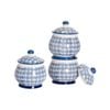 Nicola Spring 3 Piece Hand Printed Sugar Bowl Set - Ceramic Porcelain Tea Coffee Kitchen Containers - 10.5cm