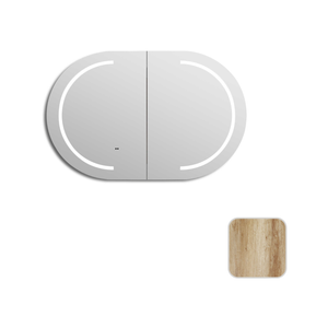 Attica Bentwood 900mm Natural Oak Oval LED Shaving Cabinet with Powerpoint