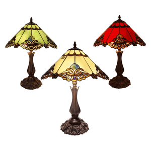 G&g Large Benita Leadlight Tiffany Table Lamp - Beige