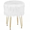Costway Faux Fur Ottoman Stool White