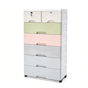 6-Layer Drawer Storage Cart Plastic Anti-fall Dresser Organizer with Casters