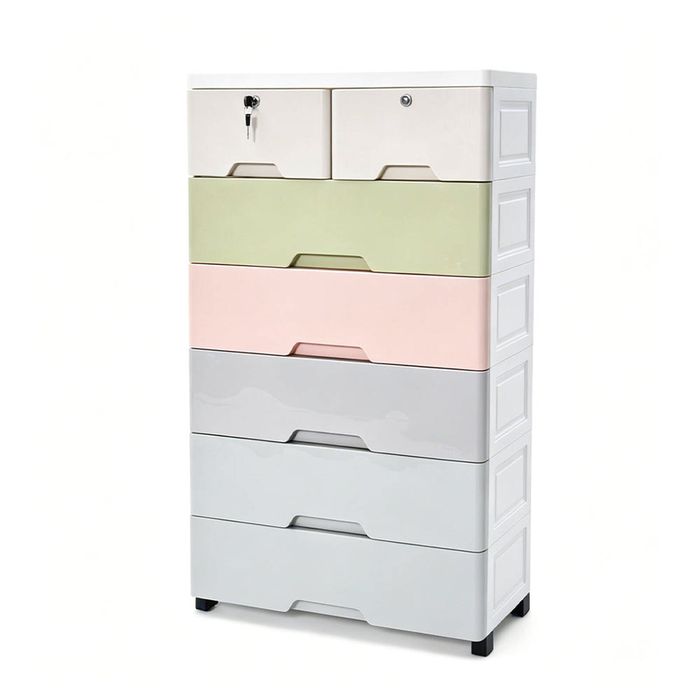 6-Layer Drawer Storage Cart Plastic Anti-fall Dresser Organizer with Casters