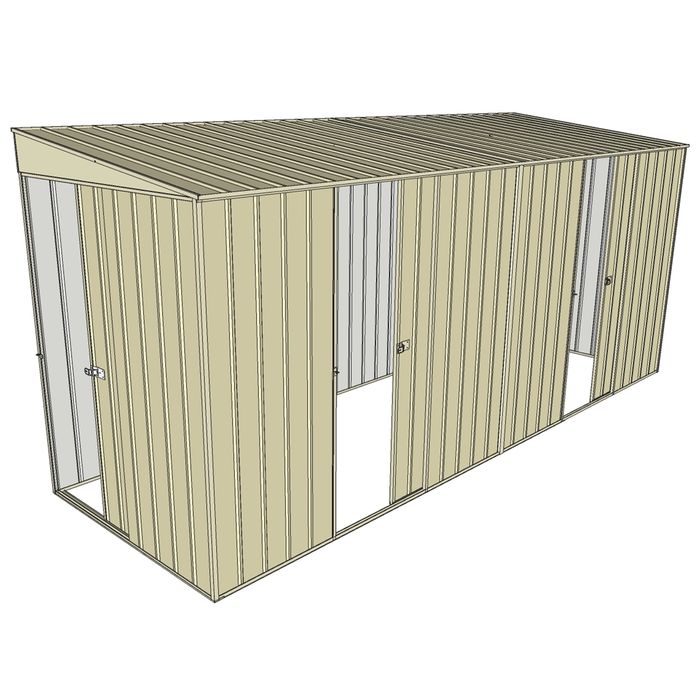 Build-a-Shed 1.5 x 4.5 x 2m Dual Single Sliding Side Door Skillion Shed - Cream