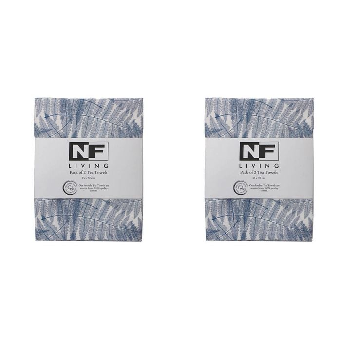 2x 2pc NF Home & Entertaining Essentials Fern Tea Towel 25x18cm Sage